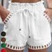 Women's Cotton Linen Shorts Multi-Color Multi-Size Elastic Waistband And Side Pockets - Comfort Fit Trousers In Multiple Colors_ecoleips.com