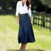 Aria Basics Aria Basics Cross-Border European And American Dark Blue Mid-Length Denim A-Line_ecoleips.com