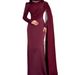 Women's Clothing Modest Abaya Dress Elegant Slim-Fit Long Sleeve Evening Dress – Rhinestone & Chain Detail A-Line Gown (White/Black/Red/Burgundy)_ecoleips.com