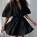 Women's Clothing Summer Style Short Dress Stand Collar Sweet Tie Waist Pleated A-Line Women's Fashion Dress For Formal & Casual_ecoleips.com