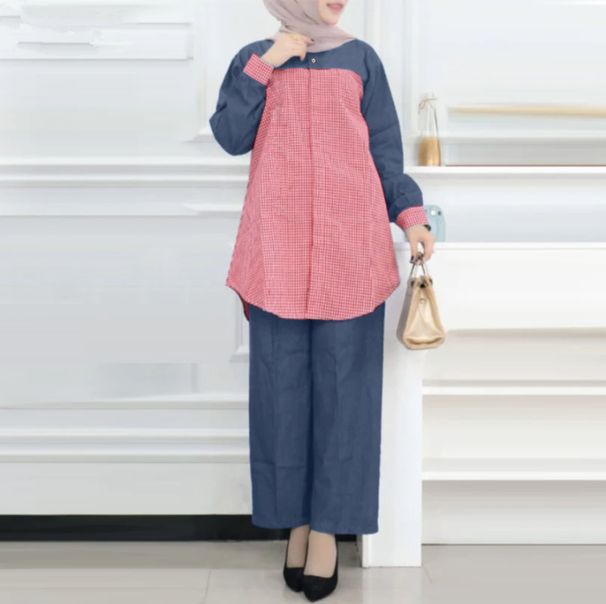 2025 Muslim Two-Piece Cotton Linen Solid Color Spring Autumn Long Sleeve Cardigan Shirt And Pants Set_ecoleips.com