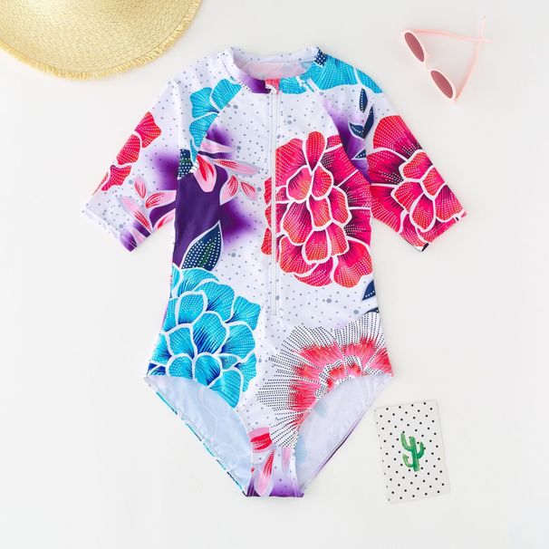 Aria Basics European And American Foreign Trade Cross-border Floral One-piece Sun-protective Women's Swimsuit, Diving Suit,_ecoleips.com