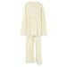 Autumn Winter New Warm Knitted Jacquard Loose Sleeve Long Pants Pajama Set European American Women's Homewear_ecoleips.com