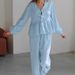 Yellow Pure Cotton Ruffled Sleeve Long Pants Loose Pajama Set European And American Autumn Cross-Border Women's_ecoleips.com