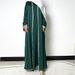 Verve 4632 New Fashion Loose 2025 Bright Satin Diamond Strip Outer Connected Skirt Long Dress Robe Ethnic Costume Set_ecoleips.com