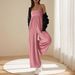 Summer Women's Casual Sleeveless Jumpsuit Square Neck Slim Wide Leg Overalls_ecoleips.com