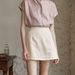 Linen Cotton Shorts For Women - Side Slit Layered Skort, Straight Leg Pull-On Pants With Unique Two-In-One Design_ecoleips.com