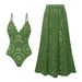 Women's One Piece Swimsuit Deep V Neck Push up Backless Long Overdress European American Style Factory Made Cross Border New_ecoleips.com