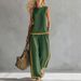 Women's Trendy Color-Block Wide-Leg Pants Set Sleeveless Casual Summer Outfit S-5XL 6 Colors_ecoleips.com