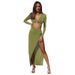 2025 Autumn Winter New Women's Long Sleeve V-Neck T-Shirt Fashion High Waist Leg-Lengthening Skirt Casual Set_ecoleips.com