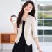 Women's Tailored Blazer Set Lapel-Free Office Jacket Slim Dress Poly-Spandex Stretch Petite Frames S-4XL_ecoleips.com