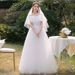 Lightweight Off-The-Shoulder Wedding Dress French White Simple Princess Style Mori Girl Suitable For Outdoor Travel Photography_ecoleips.com
