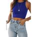 Summer Women's Solid Color Sleeveless round Neck Tank Vest T-Shirt European American Style Fashion Top_ecoleips.com
