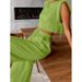 Fashion Cotton And Linen Suit Women's Summer Padded Shoulder Sleeveless Top And Trousers Two-Piece Casual_ecoleips.com
