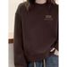 European-style Round-neck Fleece-lined Thickened Coffee-colored Sweatshirt For Women, New Autumn And Winter Model, Loose_ecoleips.com