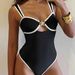 Women's Bohemian Style One Piece Swimsuit with Metal Chain Buckle Sexy Five Pointed Star Design European And American Foreign Trade Cross Border Bikini Set_ecoleips.com