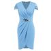 Women's V-neck Fold Waist V-neck Short-sleeved Dress Sexy Elegant Temperament Skirt_ecoleips.com