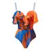 Women's Ruffled One Piece Swimsuit European American Style For Beach Vacation_ecoleips.com
