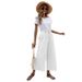 Suitable For All Seasons 2024 New Women's Summer Elastic Waist Solid Color Cotton Linen Belt Wide Leg Loose Cropped Pants For Women_ecoleips.com