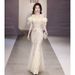 Mermaid Dress 2026, Off-shoulder, High-end, Light Luxury, Niche, Haute Couture, Premium, Sequined, For Annual Meeting_ecoleips.com