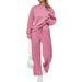 Cozy Winter Lounge Set – Long-Sleeve Knit Top & Tied-Waist Wide-Leg Pants (S-5XL, 4 Colors, Stretchy Polyester-Spandex Blend)_ecoleips.com