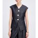 Women's Clothing Blue Casual V Neck Vest Summer Designed Waistcoat Vest Jacket_ecoleips.com