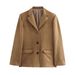Oversized Suede Blazer For Women – Single-Breasted Fall Jacket In Light Brown, Dark Brown & Hunter Green (S-L)_ecoleips.com