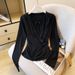 Faux Two Piece Long Sleeved Knit Top for Women Slim Fit Flattering Design Suitable for Layering Or Wearing Alone_ecoleips.com