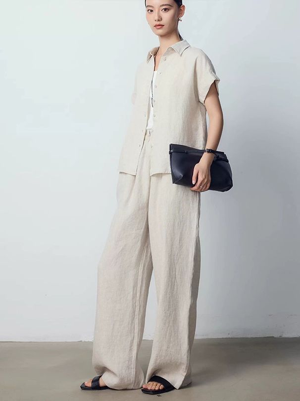 Suitable For All Seasons Si Old Money Style Tencel Linen Lazy Women Relaxed Fit Wide Leg Summer New Casual Pants 9002_ecoleips.com