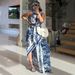 2025 New Women's Printed Maxi Fashion Sexy High Slit Flowing Bohemian Dress With Belt_ecoleips.com