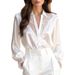 Women’s Lace V-Neck Blouse With Puff Sleeves – Unique Spring/Fall Fashion Top, Elegant & Feminine Design_ecoleips.com