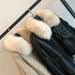 Women’s Faux Leather Jacket With Detachable Fox Fur Collar – Plush Winter Coat (Black/Khaki, S-3XL)_ecoleips.com