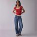 2026 Cross-Border Bestseller Ribbed Square Neck Contrast Color Short Sleeve T-Shirt For Women, Spring/Summer Commuting_ecoleips.com
