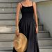 Women's Clothing Summer Sexy Black Suspender Square Neck Off Shoulder Slim Commuting Fashion Casual Temperament Dress Women_ecoleips.com