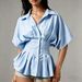 Waist Cinching Shirt Casual Versatile Striped Pleated Slimming Top For Women_ecoleips.com