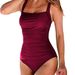 Women's Clothing Solid Color One Piece Swimsuit Sexy Solid Color Shoulder Strap Loose Ladies_ecoleips.com