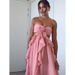 Women's French Style 3D Floral Ruffle & Irregular Hem Tube Top Dress_ecoleips.com