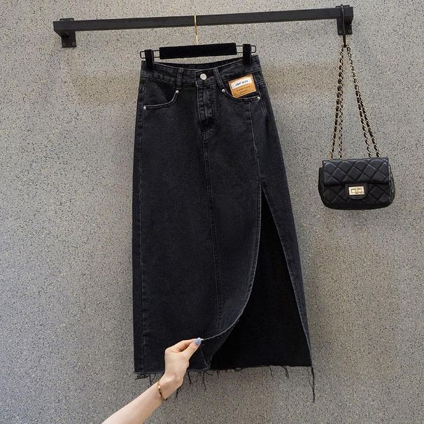 High-Waisted Side Slit Denim Skirt for Women Slimming A-Line Bodycon Midi Skirt Summer 2021 Trendy Instagram-Friendly_ecoleips.com