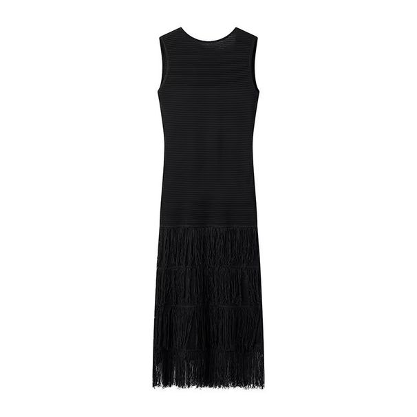 Sexy Backless Sleeveless Fringe Hem Dress for Women European And American Chic Style Cross Border Wholesale_ecoleips.com