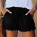 Women's Clothing Elastic Waist Drawstring Casual High Waist Slimming Denim Shorts_ecoleips.com
