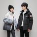 Couple's Gradient Puffer Jacket – Short Winter Coat With 50% Duck Down, Zip Hoodie, Black/White, Sizes S-3xl_ecoleips.com