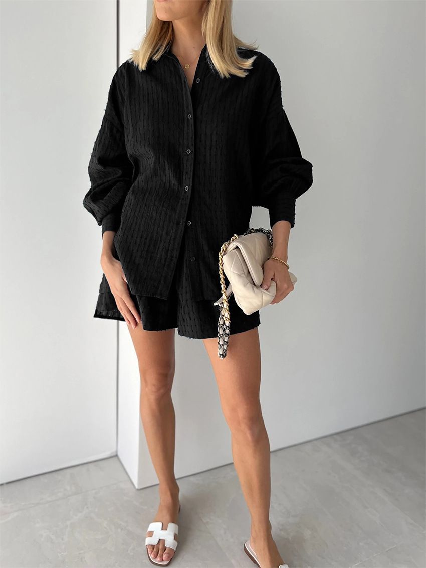 Autumn Women's Fashion: Shirts, Blouses, And Blouses With Jacquard Bubble Sleeves; Stylish Tops, Shorts, And Commute-Sty_ecoleips.com