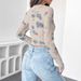 European And American Cross-border 2026 Spring New Elegant Women's Floral Mesh Printed Pleated Side Short Top_ecoleips.com