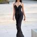 Summer Simple Sleeveless Slim Fit Banquet Dress Cocktail Party Solid Color Elegant Dress Women's Sexy V-Neck Ruffled Robe Dress_ecoleips.com