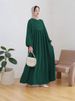 Cross-Border New Muslim Women's Long Robe Fashion Casual Puff Sleeve Simple Loose Solid Color Dress_ecoleips.com