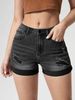 Women's Clothing Ripped And Curled High Elastic High Waisted Denim Shorts For Women Hot Pants_ecoleips.com