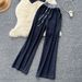 Women's Clothing V Neck Sleeveless Single Breasted Top Two Piece Suit Casual Wide Leg Trousers_ecoleips.com