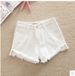 Korean 2025 Summer New Style High-Waisted Slimming Denim Shorts With Fringe And Wide Legs For Women_ecoleips.com