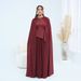 Voya Women's Cape Sleeve Gown - Premium Satin Pearl Chiffon Maxi Dress - Elegant High Street Fashion For Wedding Guest, Formal Party & Evening Wear_ecoleips.com