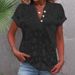 Women's Clothing Summer Casual Solid Color V Neck Short Sleeve Shirt High-Quality Materia_ecoleips.com